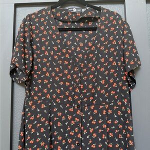 Daisy Street Black Floral Button-Up Dress